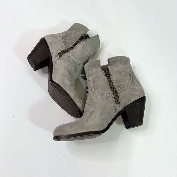 Sam Edelman Boots Womens 9M Gray Louie Western Style Suede Fringed Ankle - Picture 9 of 12